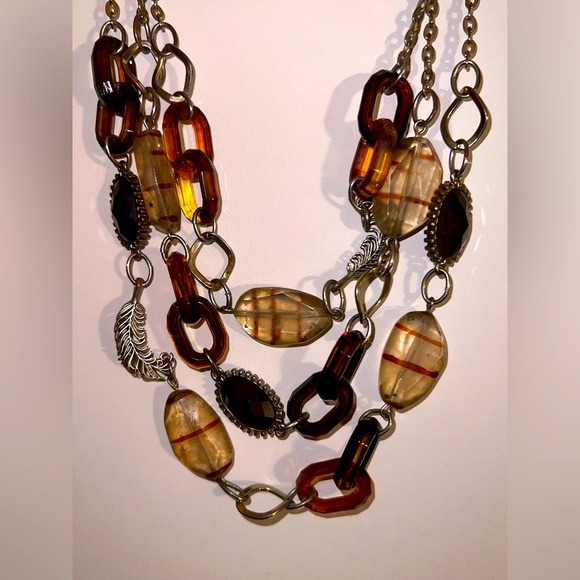 🎆 3 for $20 🎆  New York & Company Multi-Strand Amber Statement Necklace - Picture 6 of 8